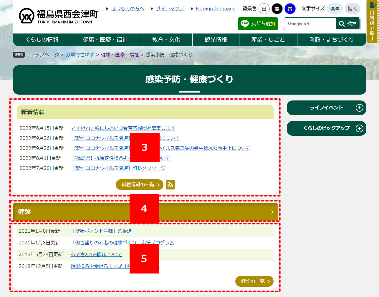 分類でさがす（中分類ページ）